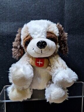 Animadoo Le Doudou Tendresse Sitting Plush St Bernard Dog Puppy Fabric Barrel 6"